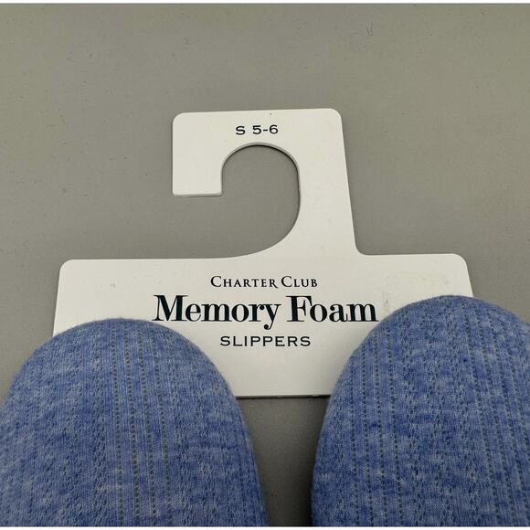 Charter Club Slippers Womens Small 5-6 Blue Memory Foam Floral Comfy Lounge - Picture 3 of 7
